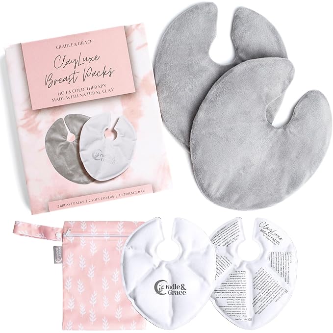 Cradle & Grace ClayLuxe Breast Therapy Packs, Natural Clay Hot & Cold Breast by CradleGrace