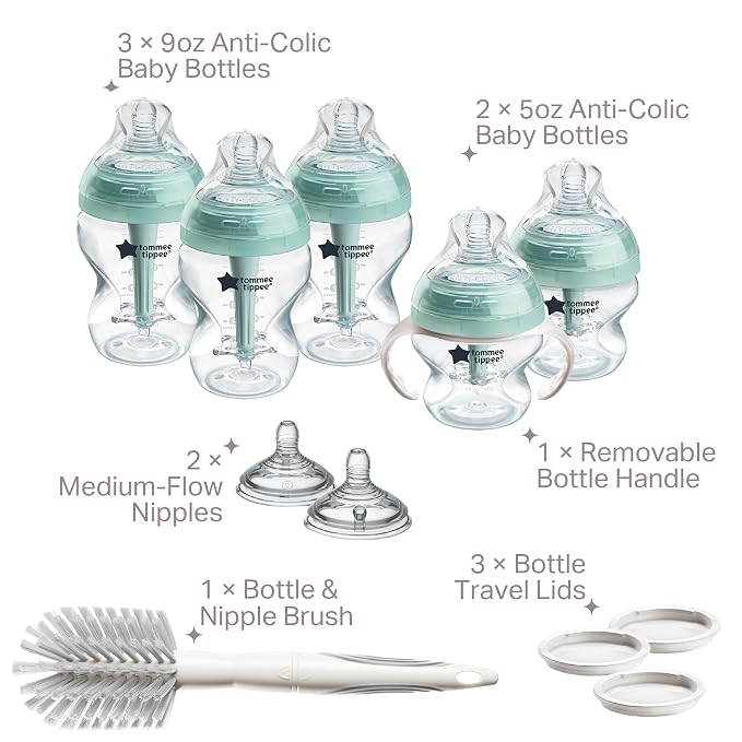 Tommee Tippee Advanced Anti-Colic 12 Piece Set, 5 oz and 9 oz BPA Free Bottles - Image 2
