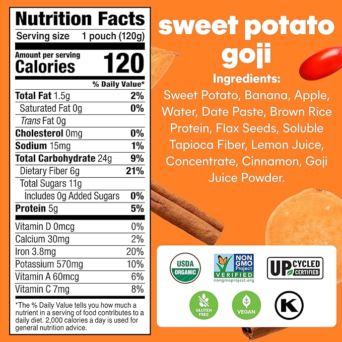 Noka Superfood Fruit Smoothie Pouches, Sweet Potato Goji, Healthy Snacks - Image 2