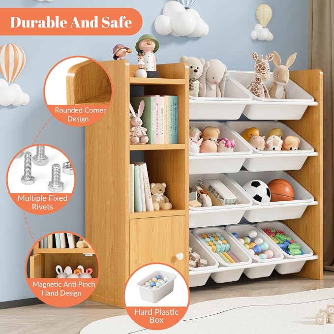 Toy Storage Organizer with 3 Shelves 1Lockers and 10 Bins, Toy Organizers - Image 4