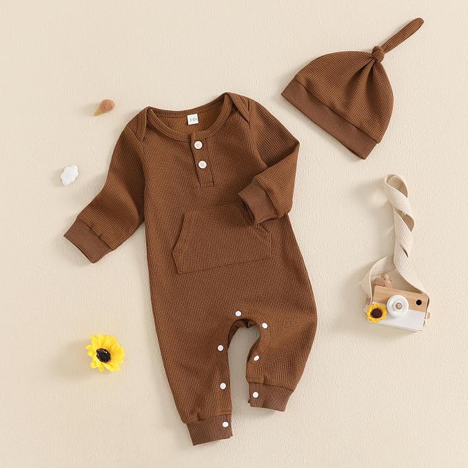 Kuriozud Newborn Infant Unisex Baby Boy Girl Clothes Button Romper Jumpsuit - Image 2