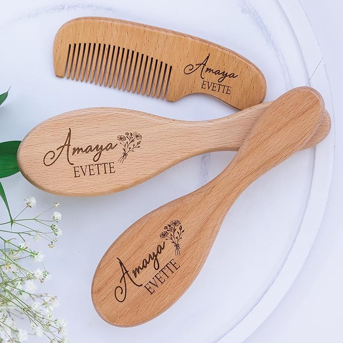 Custom Wooden Baby Brush Set | Personalized Wooden Baby Brush | Personalized - Image 6