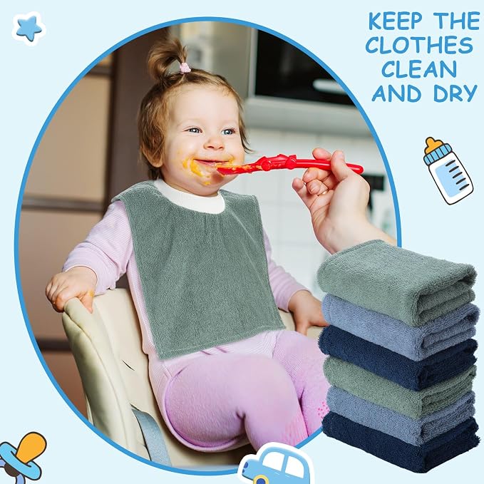 Foaincore 6 Pcs Pullover Baby Bibs Cotton Terry Toddler Absorbent Infant - Image 7