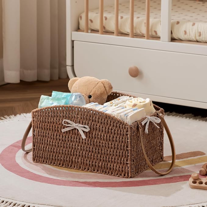 HBlife Diaper Caddy Organizer, Hand-Woven Storage Basket - Image 4