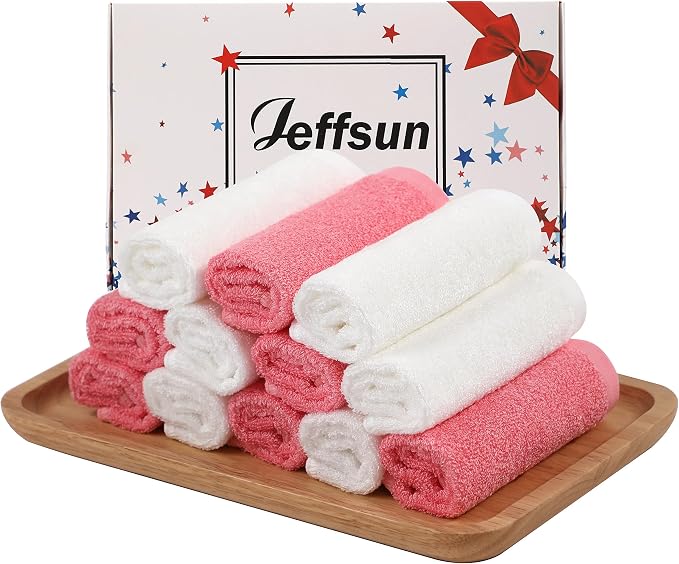 Baby Washcloths 12 Pack, 10x10 inch Heavenly Soft Wash Cloth by Jeffsun