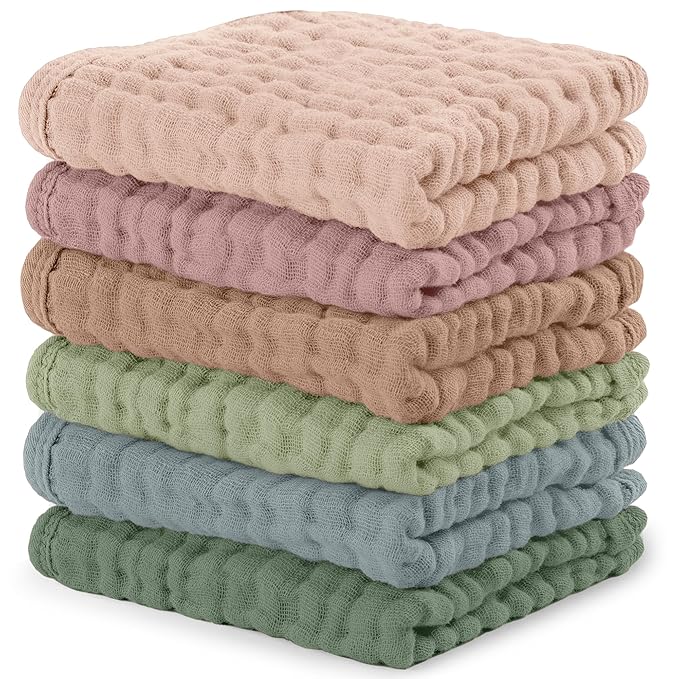 Comfy Cubs Muslin Baby Washcloths 6 Pack by ComfyCubs