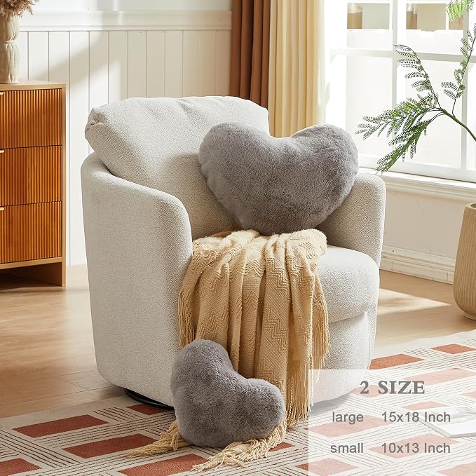 EastTree Heart Pillows, Light Grey Heart Shaped Pillows, Ultra Soft Extra-Large - Image 2