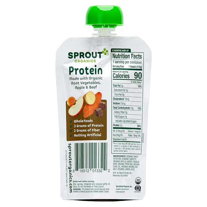 Sprout Organic Baby Food Pouches Stage 3, Organically Sourced Meat Protein - Image 2