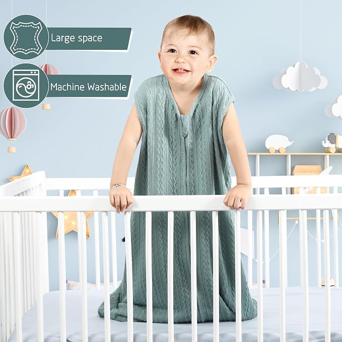 Baby Sleep Sack 12-18 Months, Baby Wearable Blanket 100% Acrylic knit 2-Way - Image 4