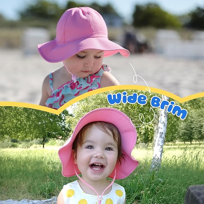 HONGTEYA Baby Sun Hat Toddler Girl Beach Hat Adjustable Outdoor Summer Hat UPF - Image 4