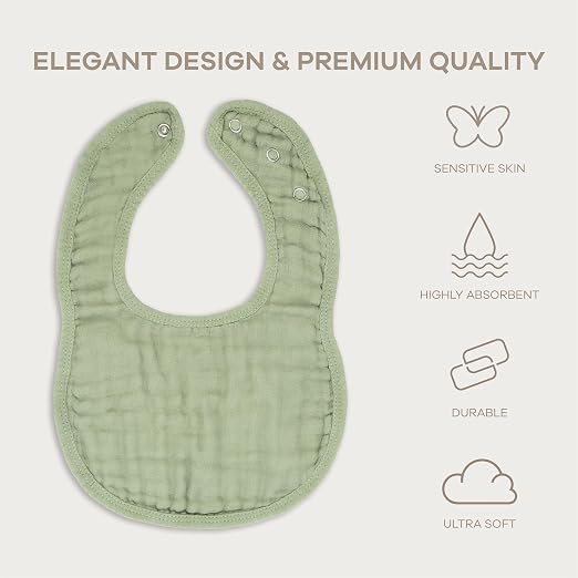 Comfy Cubs Muslin Bibs for Babies, Drool and Teething Bib, Adjustable Snaps - Image 3