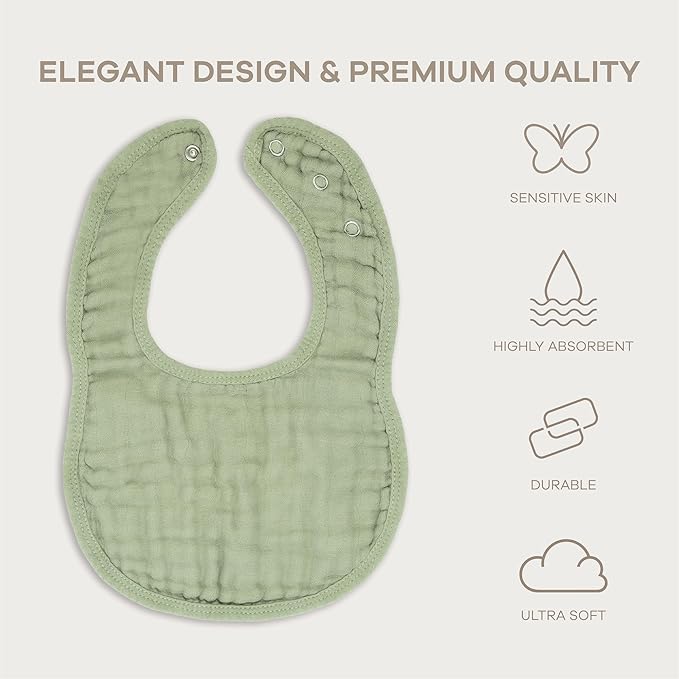 Comfy Cubs Muslin Bibs for Babies, Drool and Teething Bib, Adjustable Snaps - Image 3