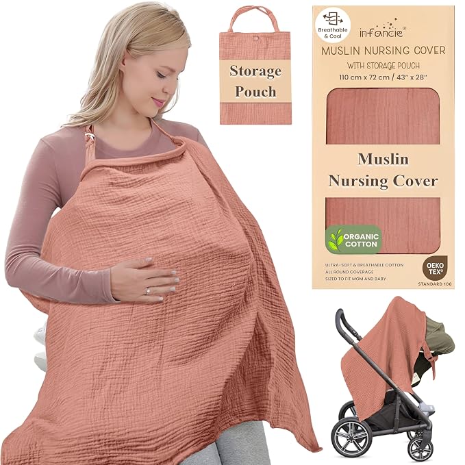 Premium Organic Breathable Muslin Nursing Cover by Infancie