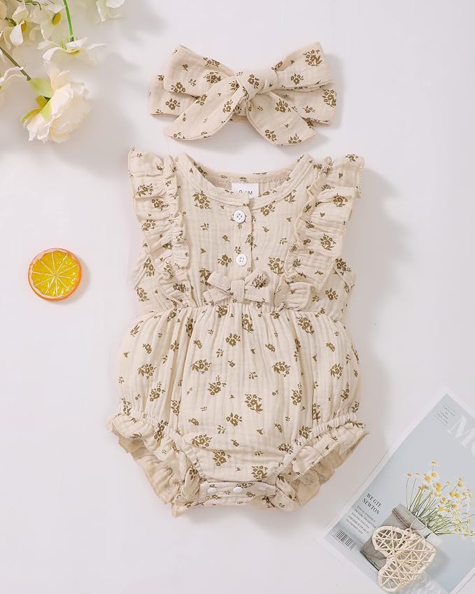 Renotemy Newborn Infant Baby Girl Clothes Rompers Summer Jumpsuits Short Sleeve - Image 2