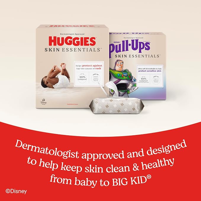 Huggies Skin Essentials Baby Wipes, Hypoallergenic, 99% Water, 6 Flip Top Packs - Image 8