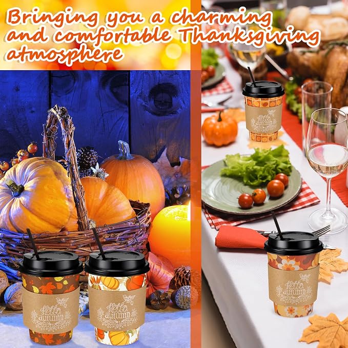 Lallisa 100 Sets Fall Thanksgiving Coffee Cup Bulk - Image 6