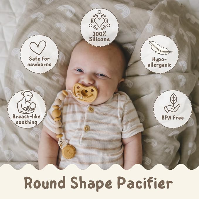 Mila & Lulu Round Silicone Pacifiers – 100% Food-Grade, One-Piece Design - Image 2