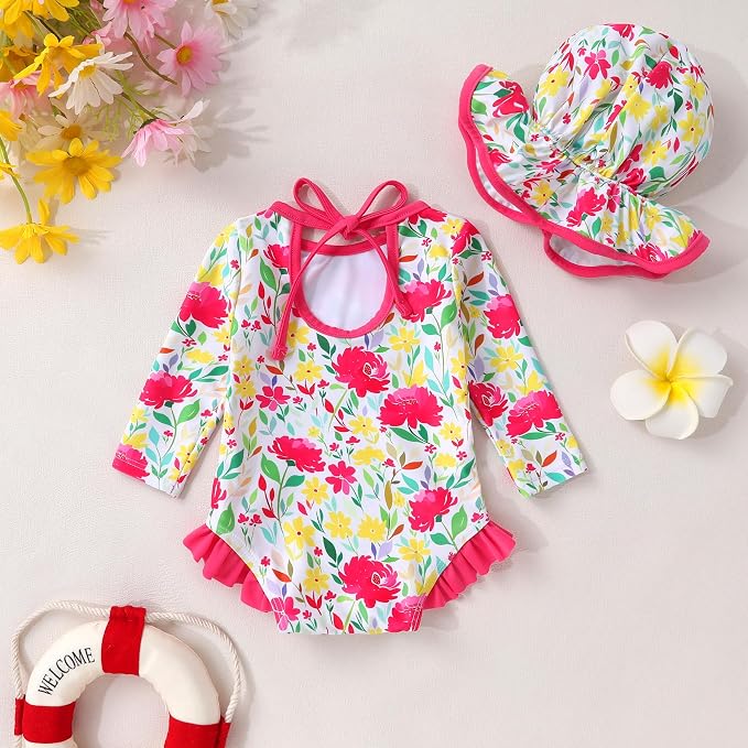 YOUNGER TREE Infant Baby Girls Swimsuit Long Sleeve Swimsuits One Piece - Image 3