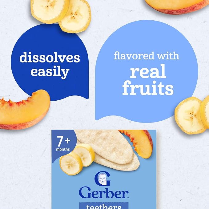 Gerber Teethers, Banana Peach Gentle Teething Wafers, Baby Teething Snacks - Image 5
