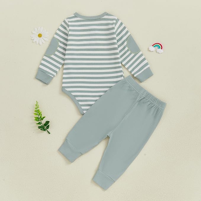 fhutpw Baby Boy Clothes 3 6 12 18 Months Ribbed Knitted Long Sleeve Romper and - Image 3