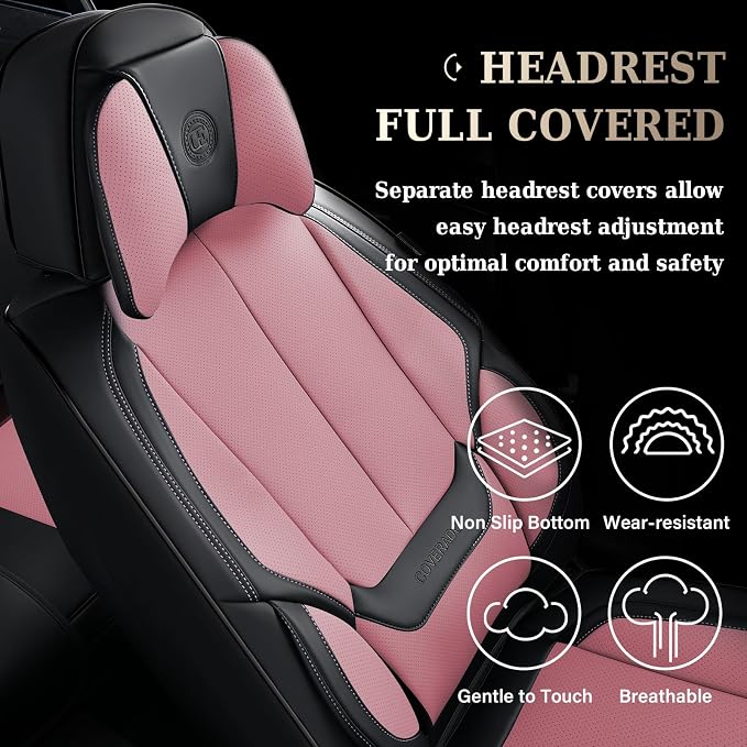 Coverado Universal Seat Covers Front, Waterproof Nappa Leather Car Seat Covers - Image 5