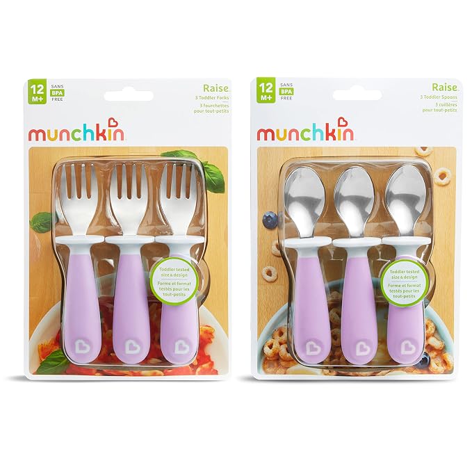 Munchkin® Raise™ Toddler Fork and Spoon Utensil Set, Rest Keeps Tip Off Table - Image 4
