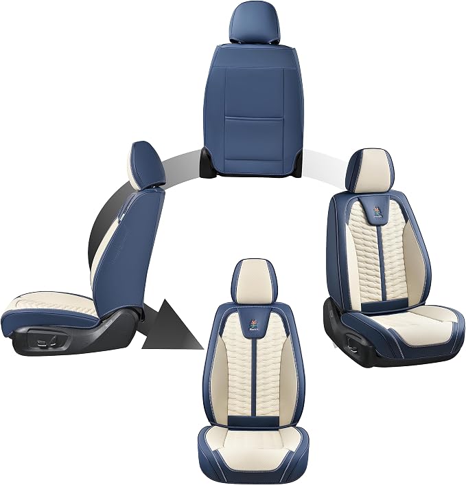 FLORICH Front Seat Covers, Leather Seat Covers, Universal Car Seat Covers 2PCS - Image 3