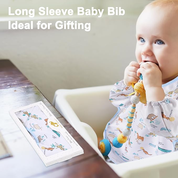 Long Sleeve Baby Bib For Eating Feeding Mess Proof Waterproof Food Smock Bibs - Image 8