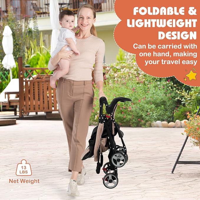 HONEY JOY Travel Stroller, Quick Fold Lightweight Baby Umbrella Stroller - Image 3