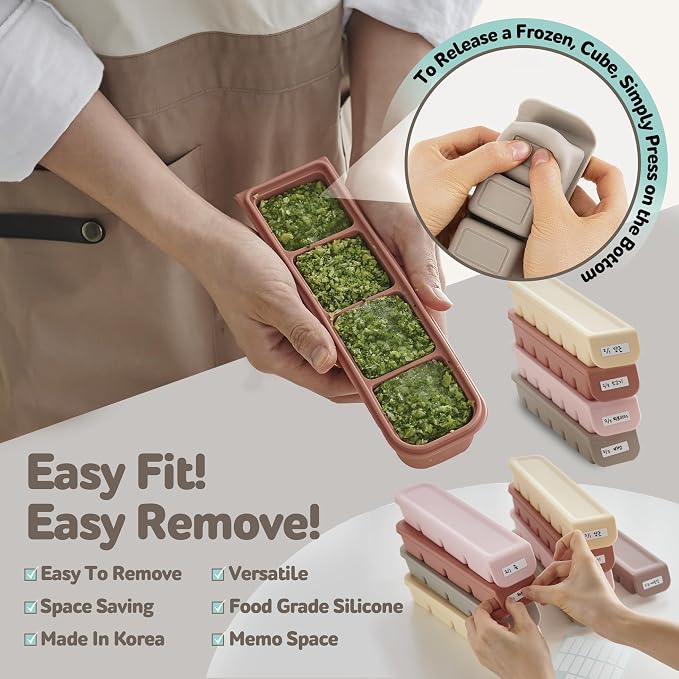 Silicone Freezer Trays with Lid, 1.7oz 4 Section 4 Sets-Leak Proof Silicone - Image 4