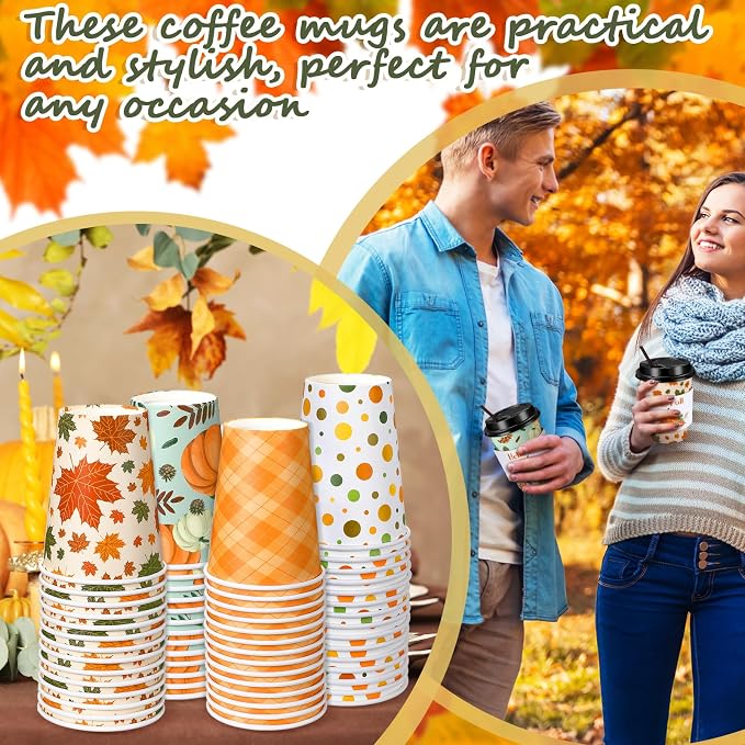 Lallisa 100 Sets Fall Thanksgiving Coffee Cup Bulk - Image 6