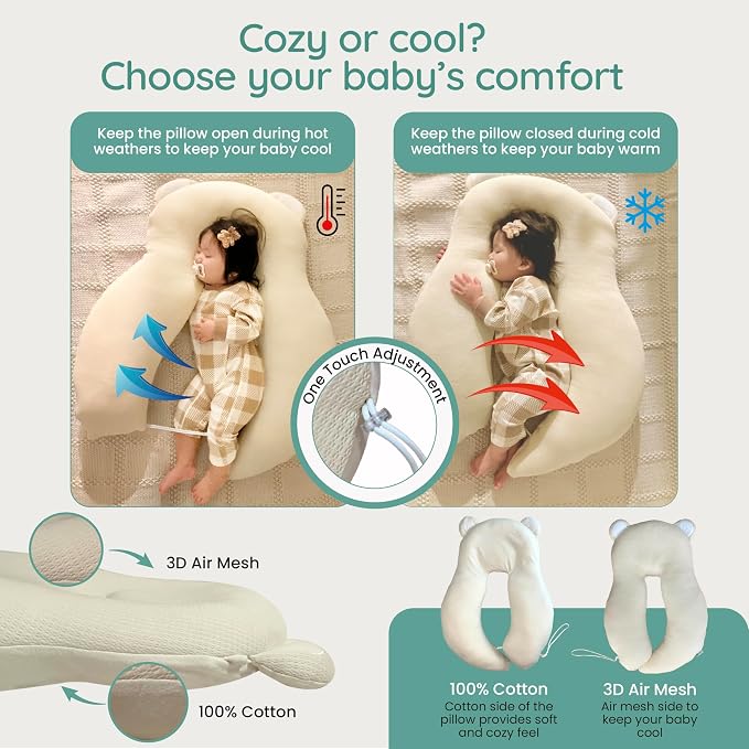 Baby Pillow Anti-Roll, and Tummy Time Features, 3D Air Mesh Fabric - Image 7