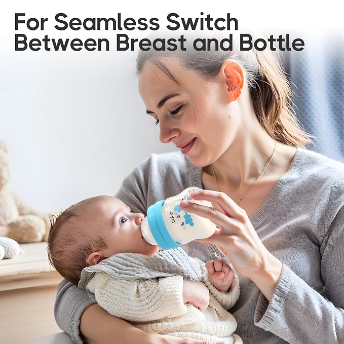 YOHKOH Glass Baby Bottles with Slow Flow Nipple, Newborn Anti-Colic Baby Bottles - Image 2