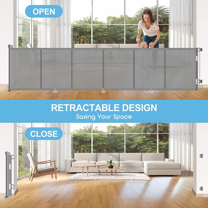 Upgrade 150 inch Retractable Baby Gates, EZIGO Extra Wide Baby Gate - Image 6
