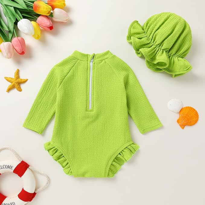 YOUNGER TREE Infant Baby Girls Swimsuit Long Sleeve Swimsuits One Piece - Image 3