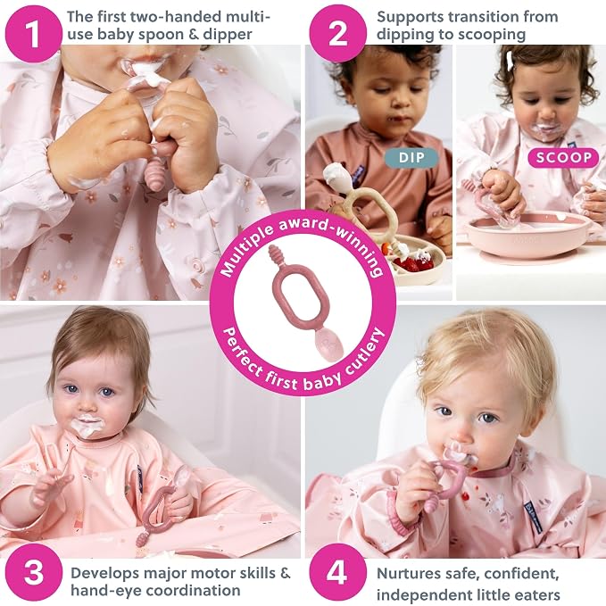 Bibado - Dippit Baby Spoon and Dipper, Blush - Soft, Chewable Dipper & Deep - Image 3