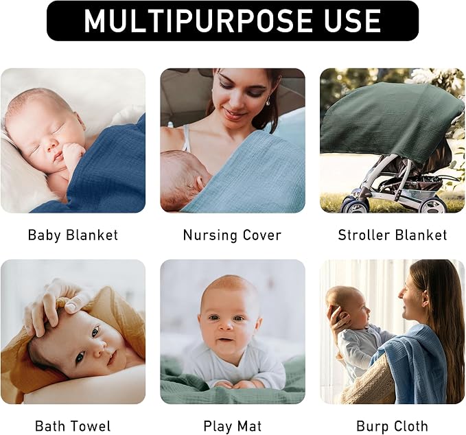 Muslin Swaddle Blankets for Baby Girls and Boys, 4 Pack Breathable and - Image 6