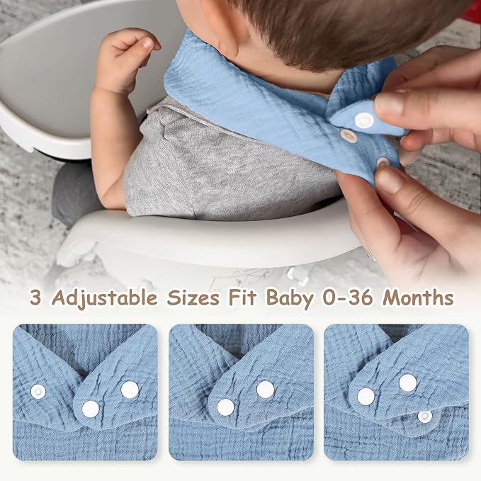 Yoofoss Muslin Baby Bibs 10 Pack 100% Organic Cotton 6-Layer Soft Absorbent - Image 5