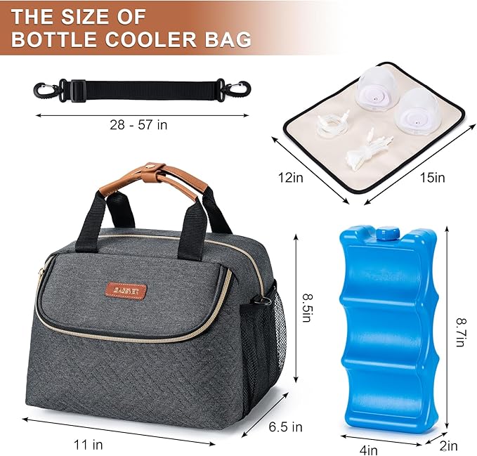 Breastmilk Cooler Bag with Ice Pack Fits 6 Baby Bottles up to 9 Ounce, Wearable - Image 5