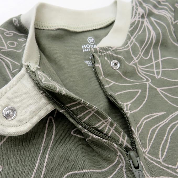 HonestBaby Baby Sleep N' Play One-Piece Zip-Front Footed Organic Cotton Pajama - Image 4