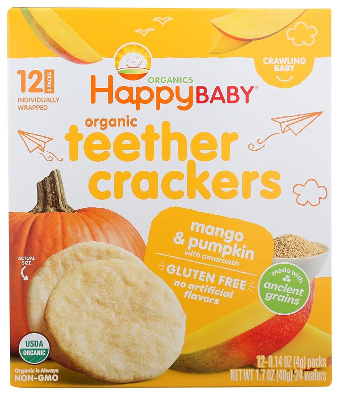 Happy Baby Organics Organic Teether Crackers Gluten Free Mango & Pumpkin by HappyBaby