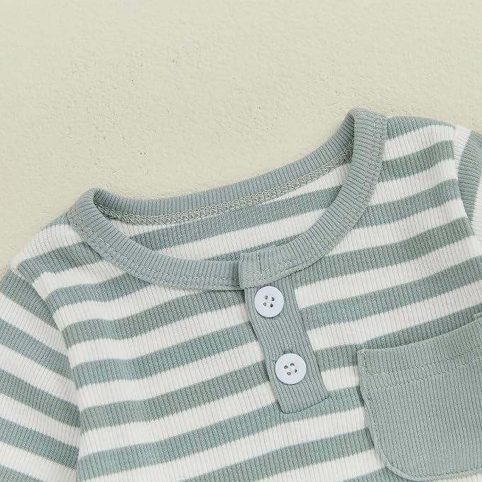 fhutpw Baby Boy Clothes 3 6 12 18 Months Ribbed Knitted Long Sleeve Romper and - Image 4