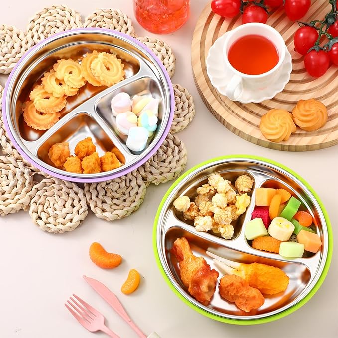 Nuogo 2 Pcs Stainless Steel Baby Suction Plates - Image 2