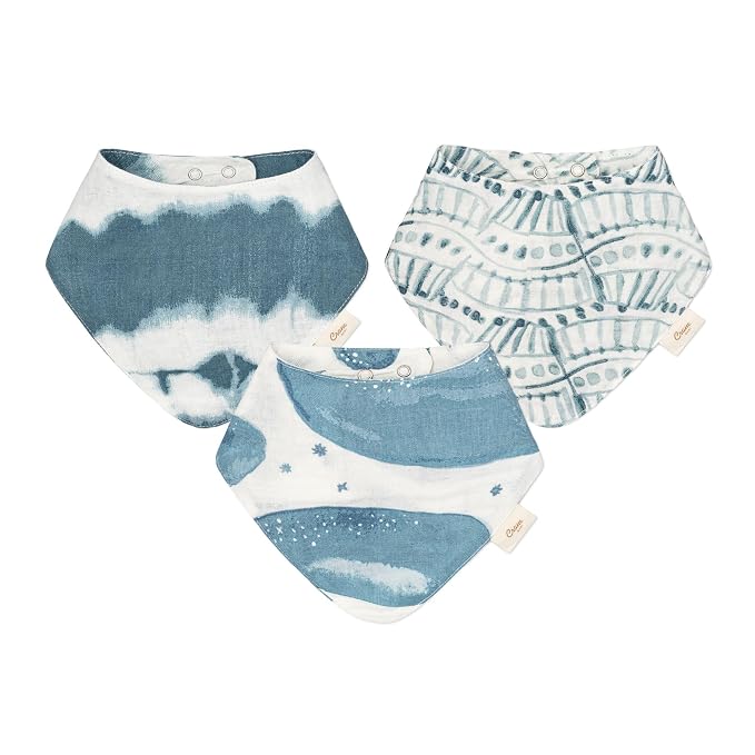 Crane Baby Soft Muslin Baby Bib Set, Adjustable and Absorbent Bandana Style Bibs by CraneBaby
