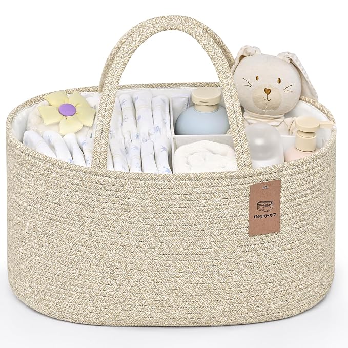 Baby Diaper Caddy Organizer, Cotton Rope Diaper Basket, Baby Basket by Degeyoyo