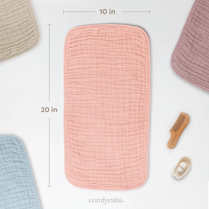 Comfy Cubs Muslin Burp Cloths 20" x 10", Ultra Absorbent 100% Cotton - Image 3