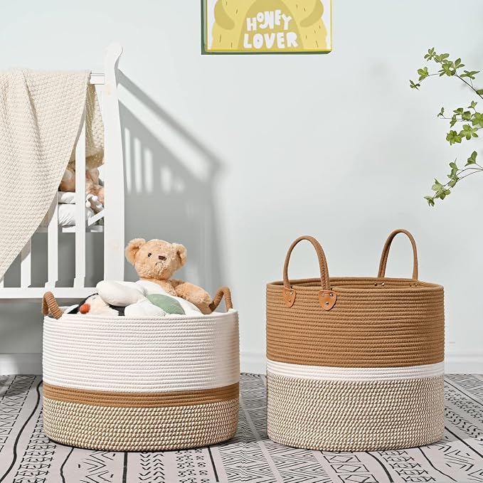 KAKAMAY Large Blanket Basket, Woven Baskets - Image 7