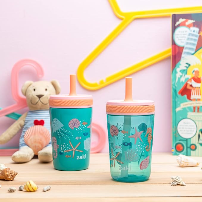 Zak Designs Shells Kelso Tumbler Set, Leak-Proof Screw-On Lid - Image 11