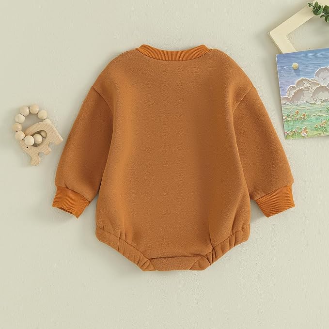 VISGOGO Newborn Infant Baby Boy Girls Oversized Romper Little Dude Sweater - Image 4