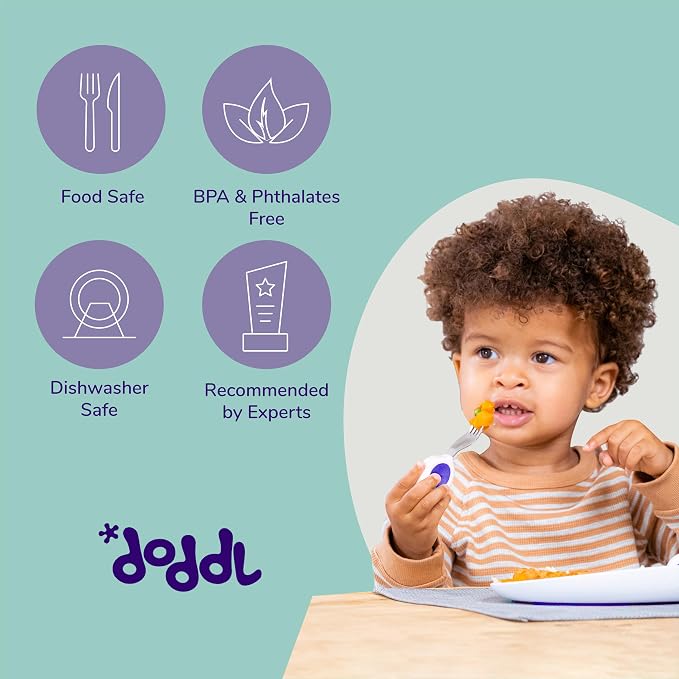 doddl Toddler Utensils, Ergonomic Fork and Spoon Set - Image 5